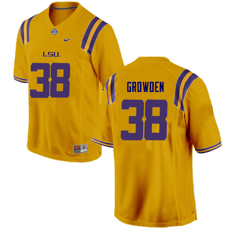 Men LSU Tigers #38 Josh Growden College Football Jerseys Game-Gold - Click Image to Close